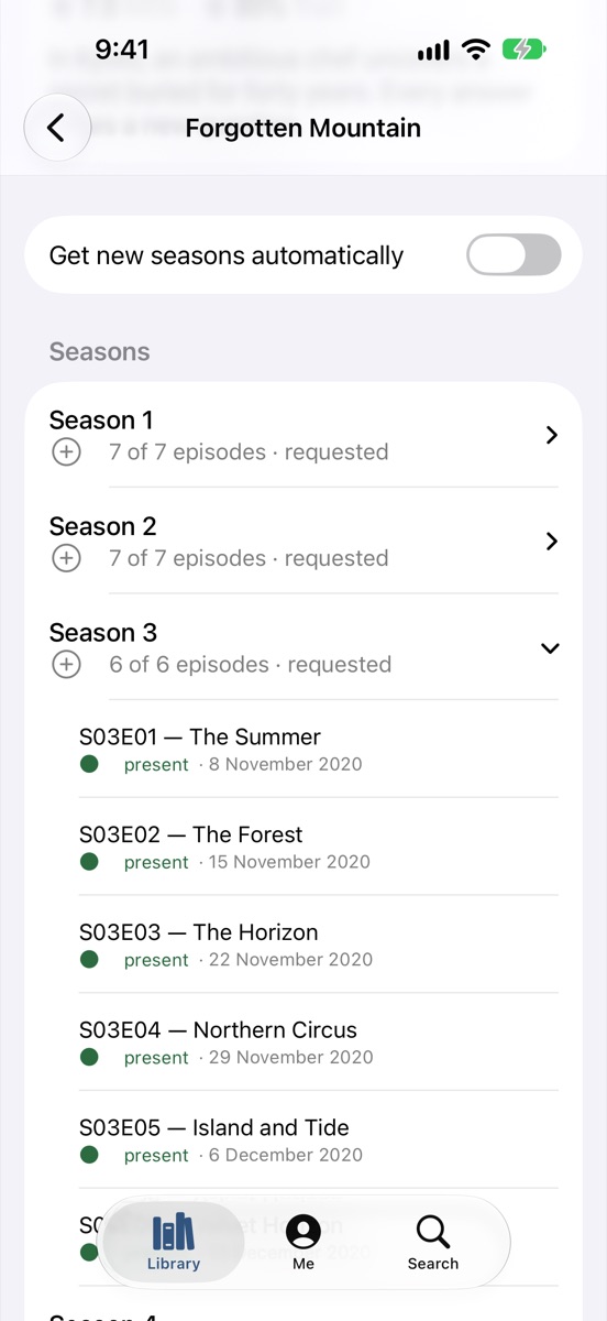 The seasons of a series