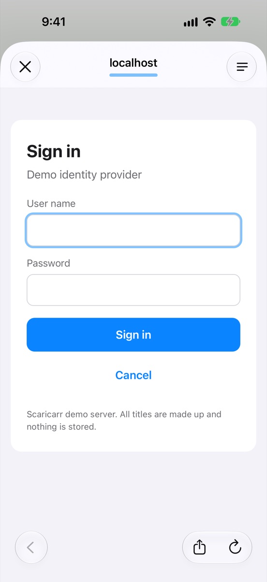 Your Scaricarr sign-in page